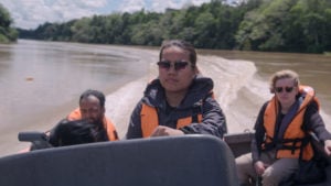 people on a river boat