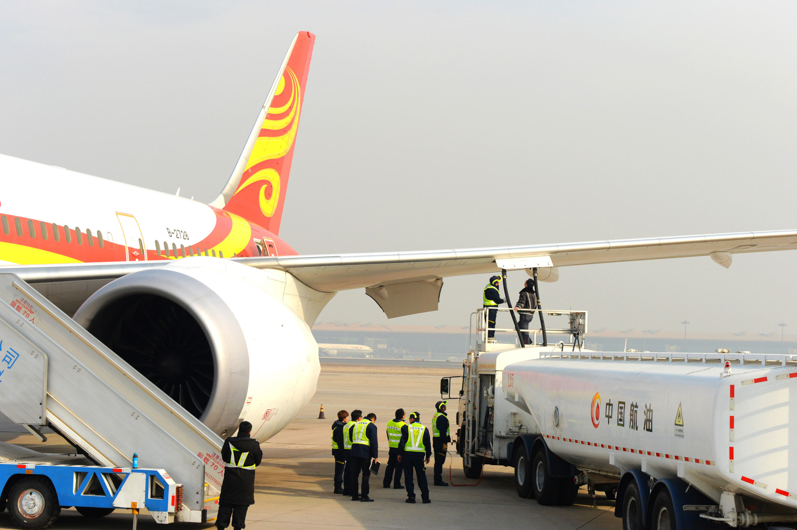 jet plane being refuelled 