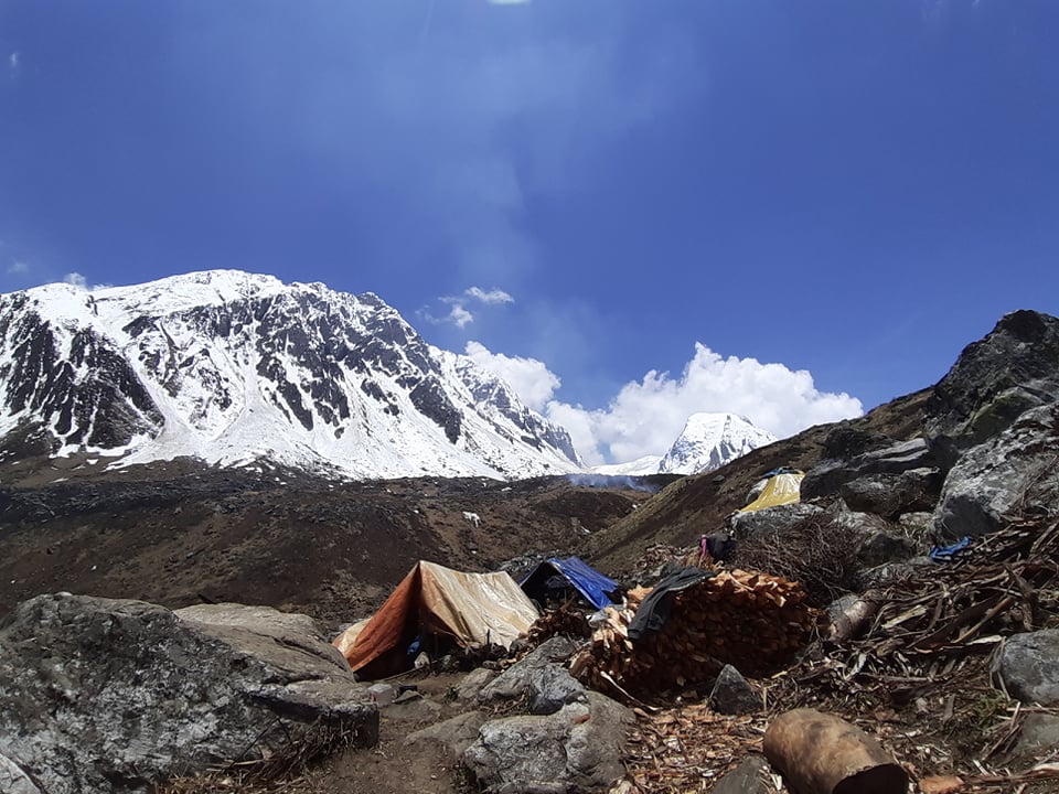 tents near snowy hills