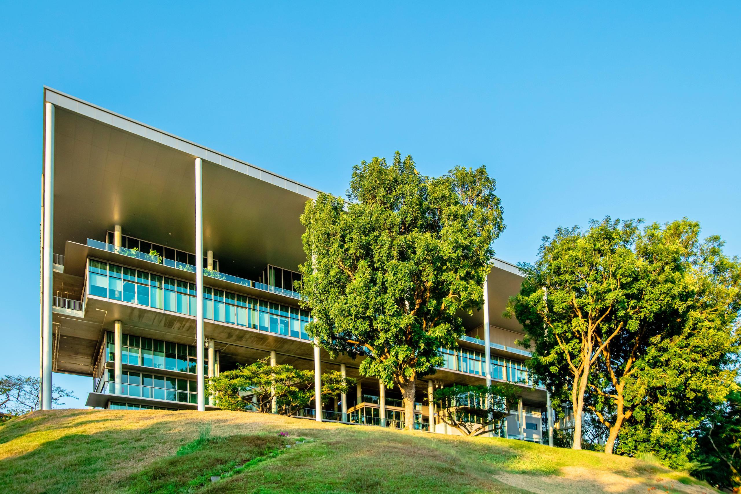 Exterior view of the NZEB@SDE building, Singapore’s net-zero energy building