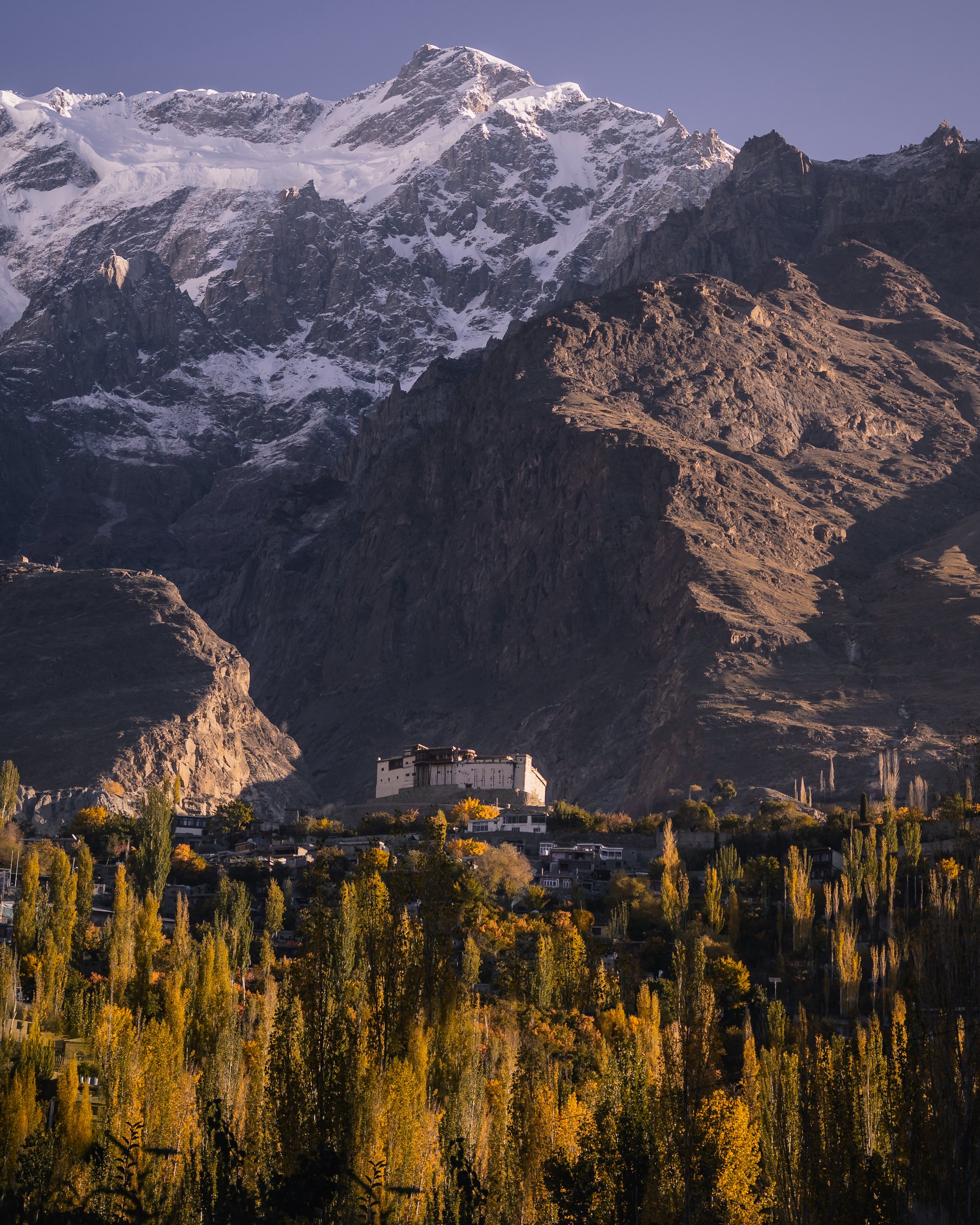 A resort surrounded by mountains