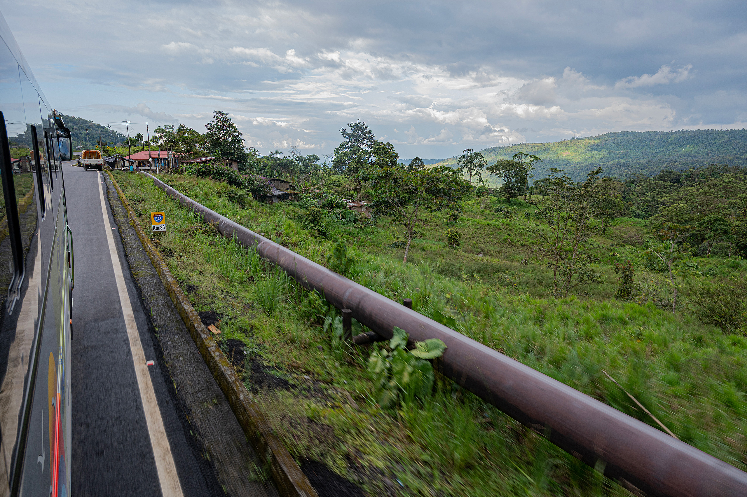 oil pipeline on side of road