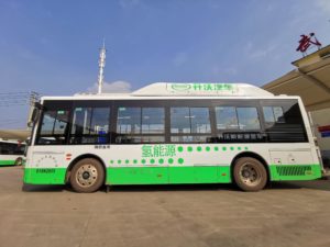 <p>A hydrogen-powered bus in Wuhan. The Chinese government describes hydrogen as a “strategic emerging industry” (Image: Sun Xinming / Alamy)</p>