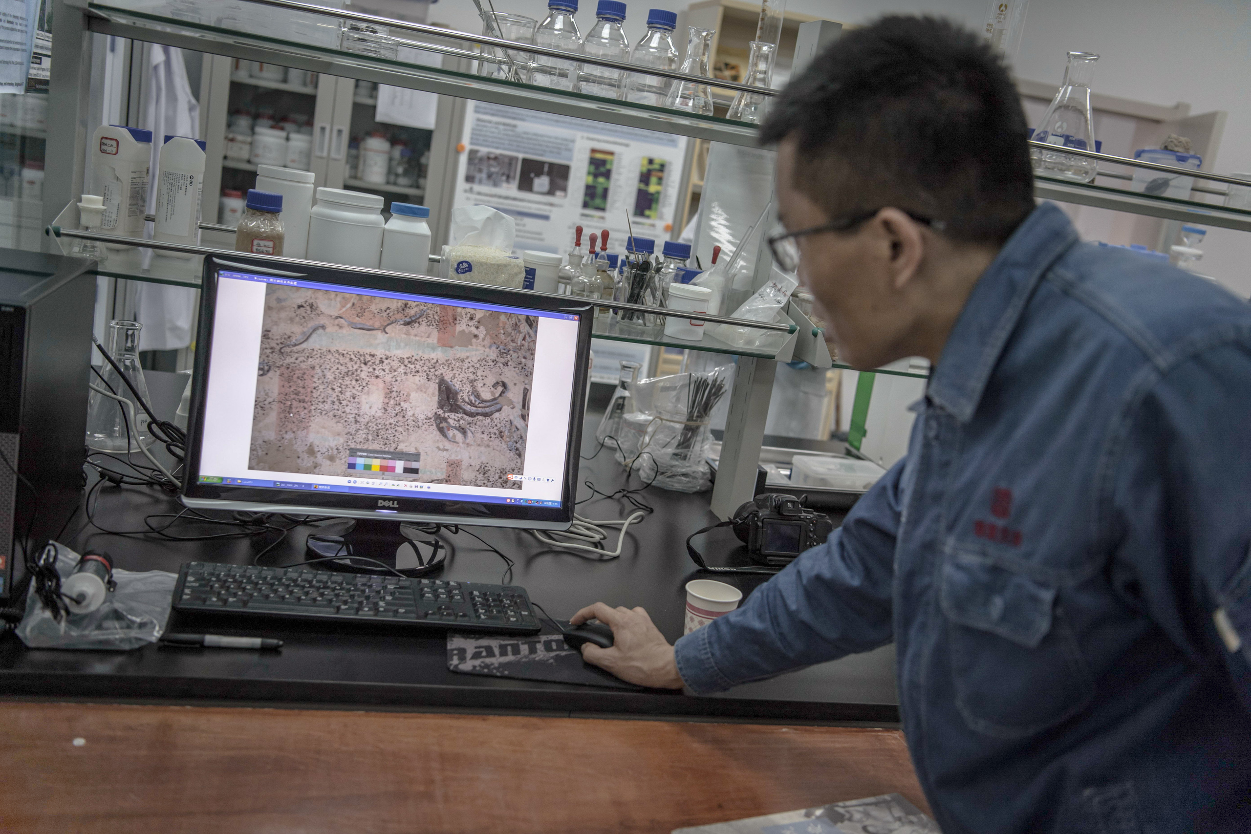 A man using a computer in a laboratory