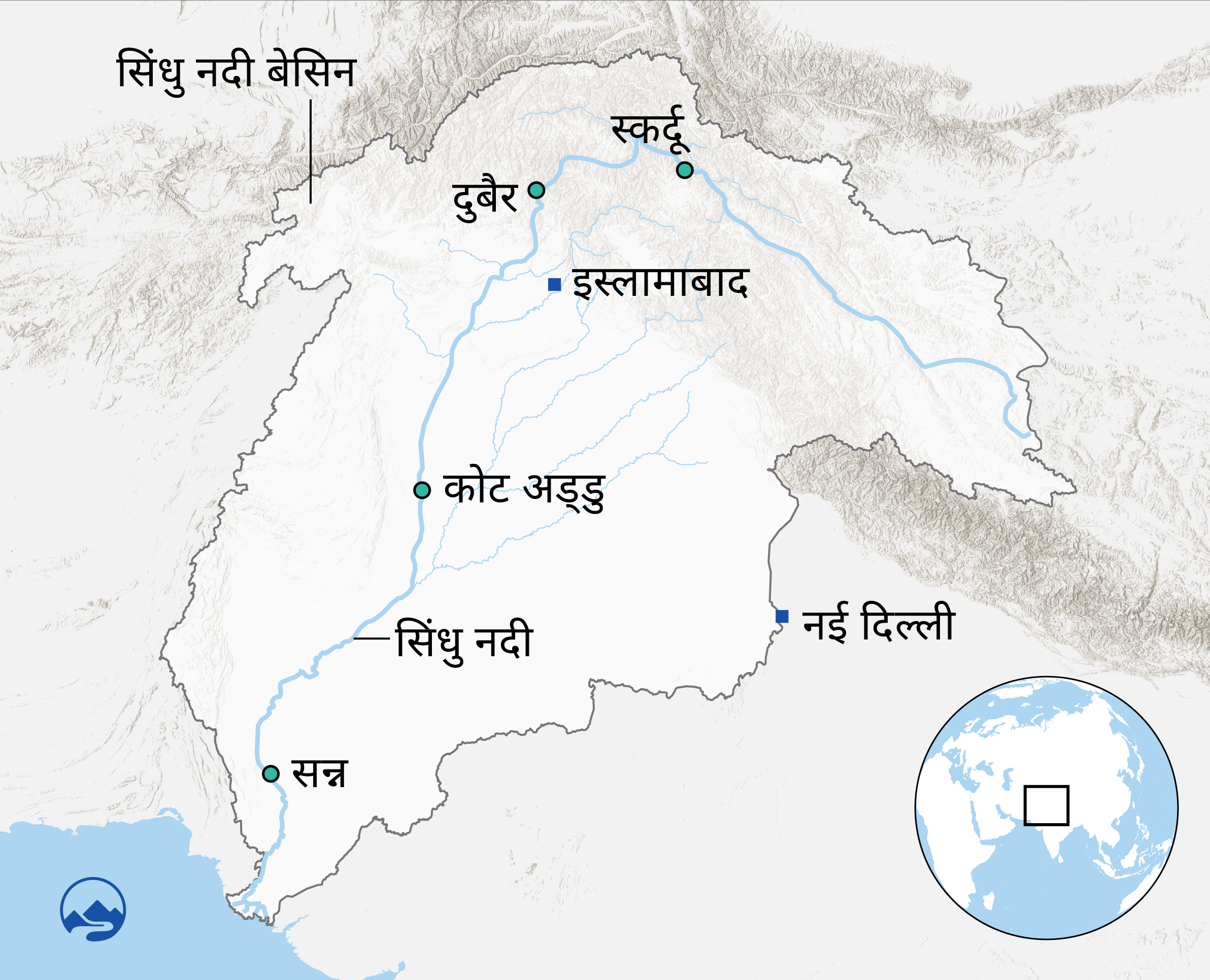 Indus river basin map Hindi