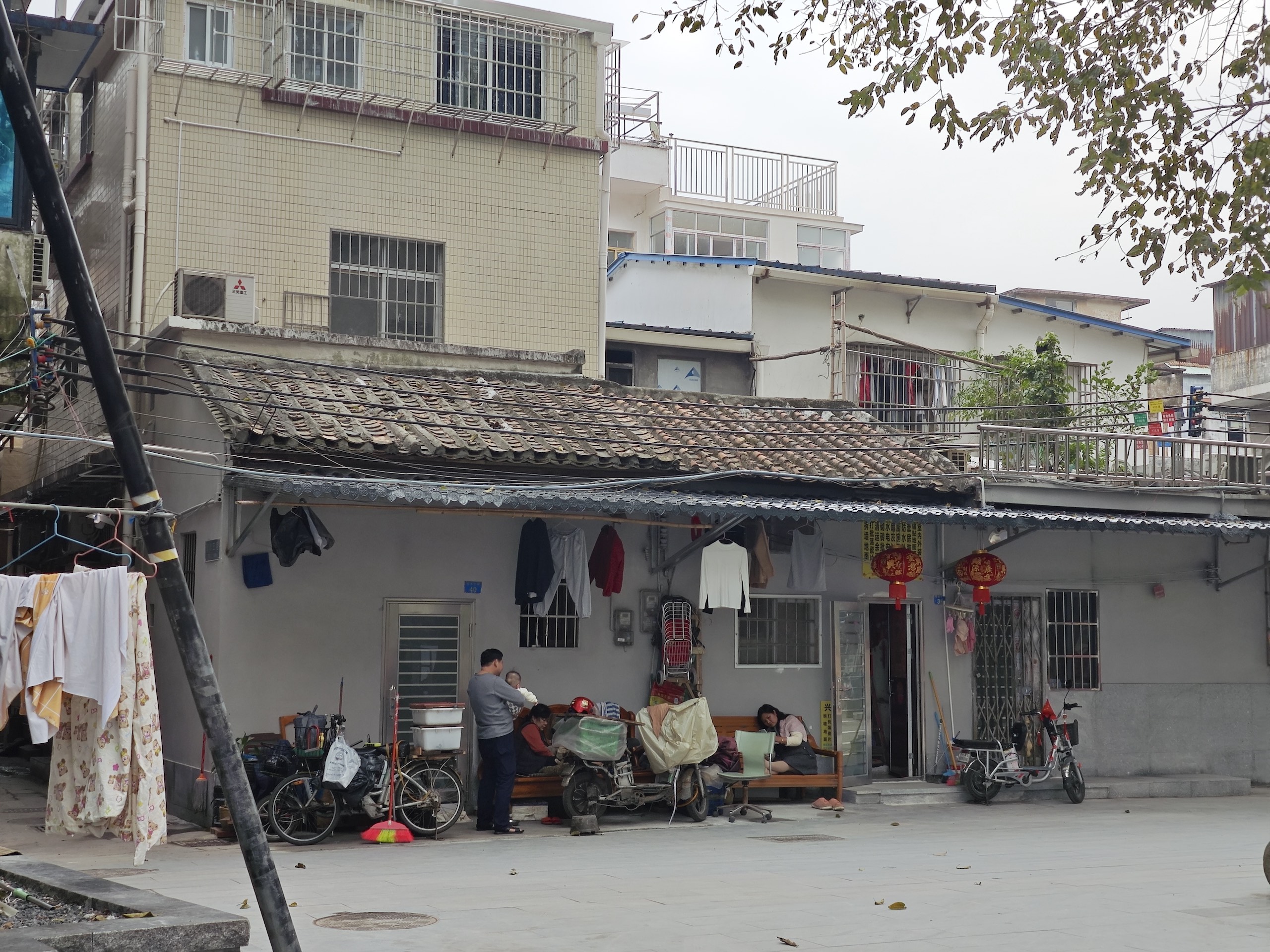 a group of people outside a building