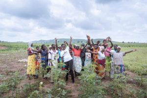 <p>Oladosu Adenike collaborating with human rights organisation the Amos Trust to provide training on organic fertiliser use to Nigerian women farmers (Image: Oke Moses)</p>