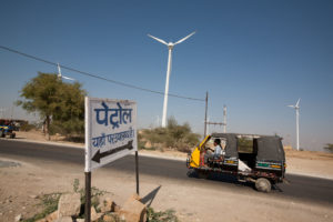 <p>Wind turbines near Jaisalmer, India on the edge of the Thar desert (Image: Jeremy Sutton-Hibbert / Alamy)</p>
