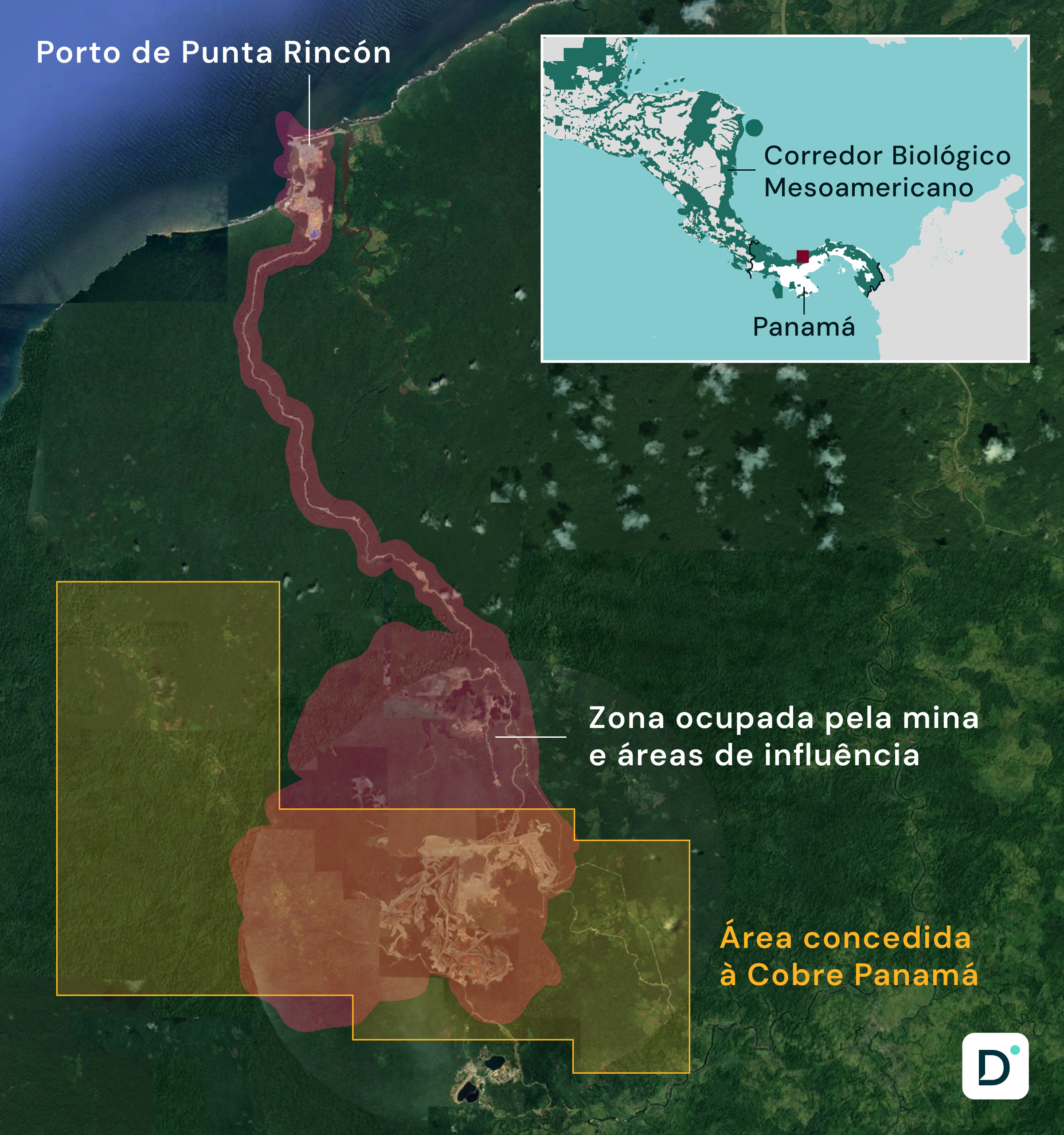 Mapa da área da Mina Panamá