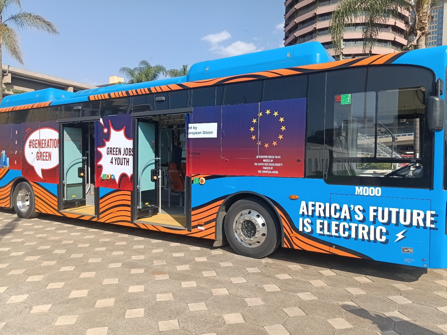 electric bus on street