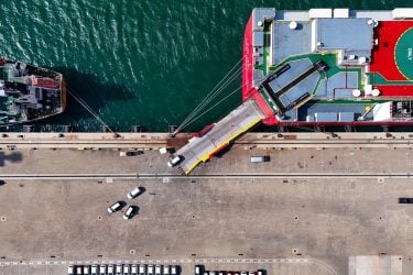 An aerial drone photo of a port