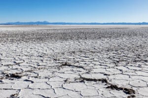 <p>The Salinas Grandes salt flat in Jujuy province, Argentina. Five multinational companies currently operate, own or have permission to explore for lithium on nearly one million hectares of salt flats in the country&#8217;s north-western provinces. (Image: Irina Brester / Alamy)</p>