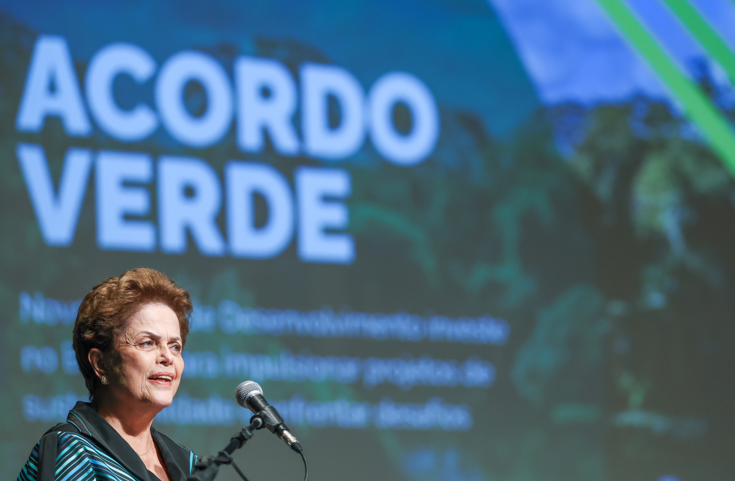Dilma Rousseff speaks at a Summit