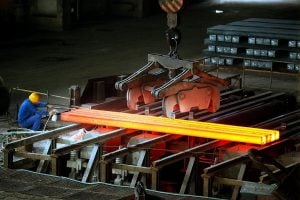 A worker at a steel workshop