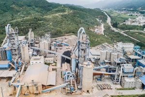 Aerial view of a cement factory