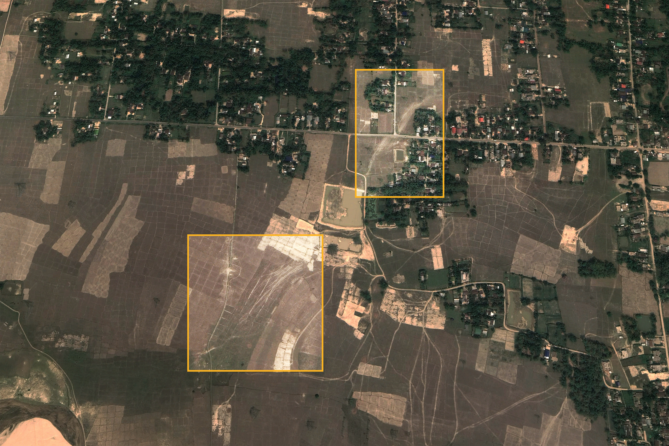 a satellite image showing a vast field 