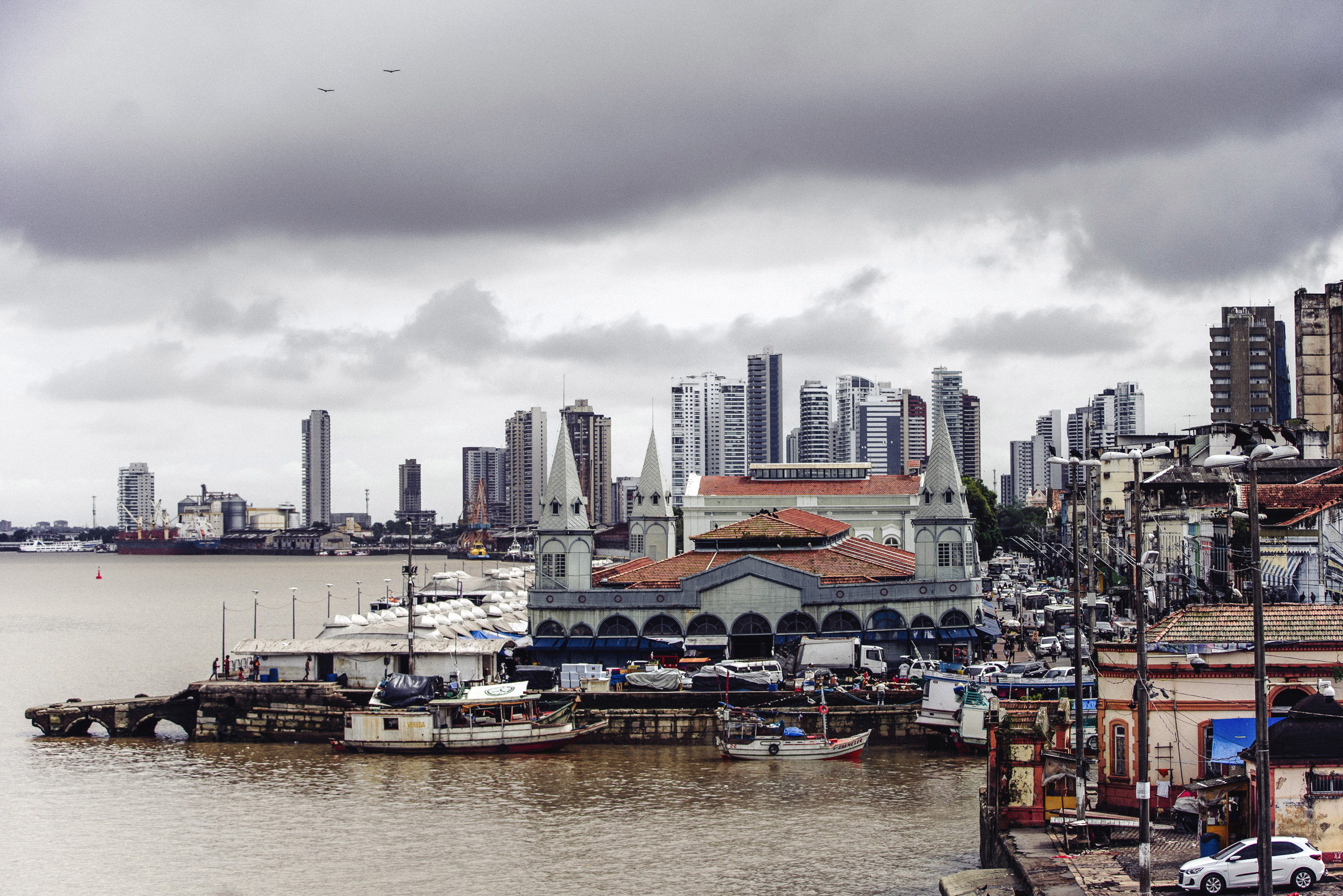 view of port and city skyline