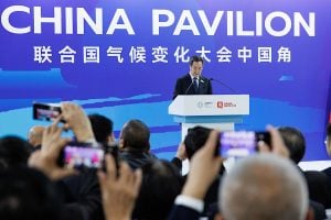 A man presenting at China Pavilion