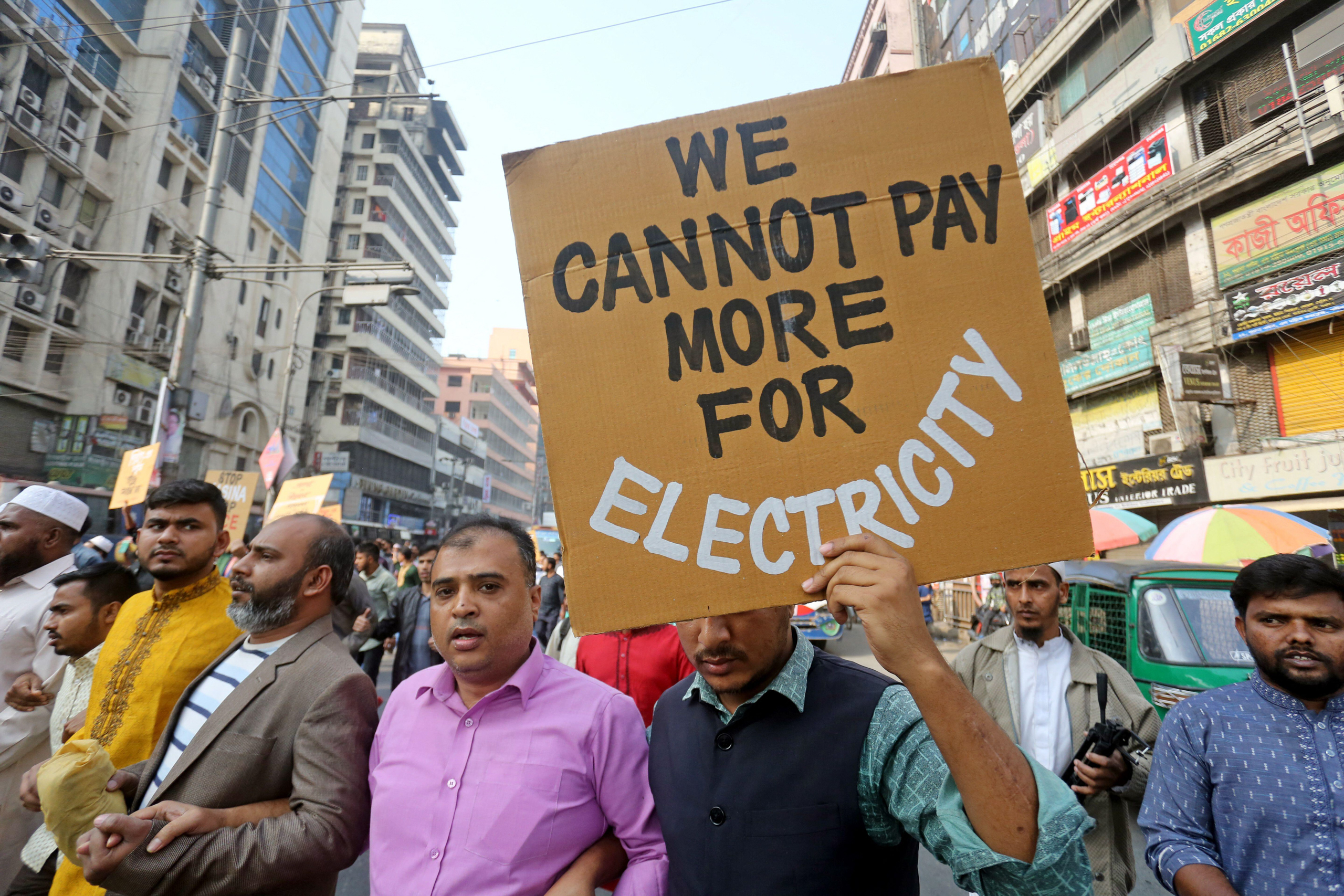 <p>Activists protest a hike in energy prices at a demonstration in Dhaka, Bangladesh, February 2023. It is hoped a new hydropower supply agreement with Nepal and Bhutan will ease the country&#8217;s electricity shortfalls (Image: Habibur Rahman / Abaca Press / Alamy)</p>