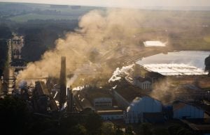 smoke above high towers