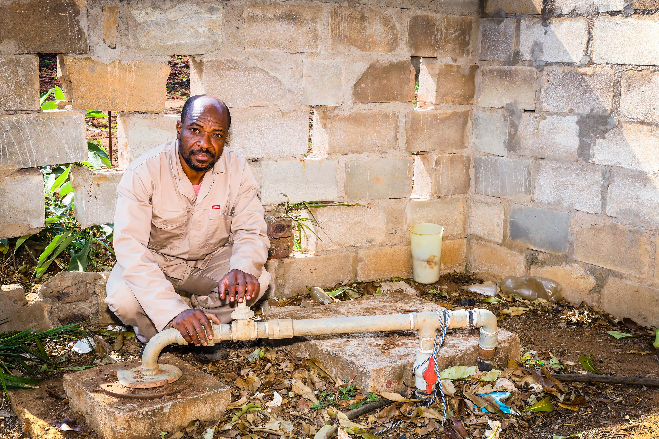 farmer operates a borehole