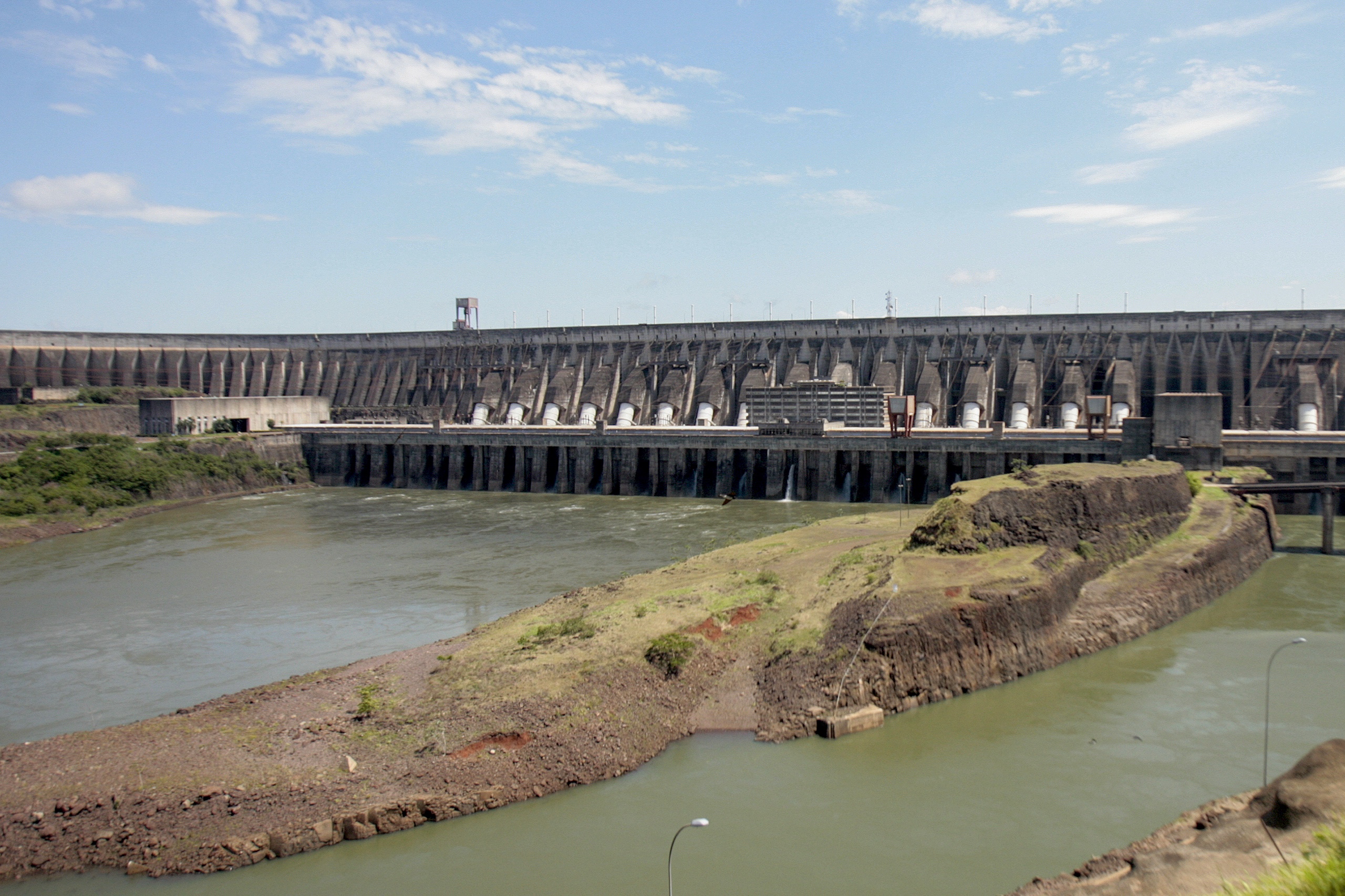 a hydropower dam crosses over a river