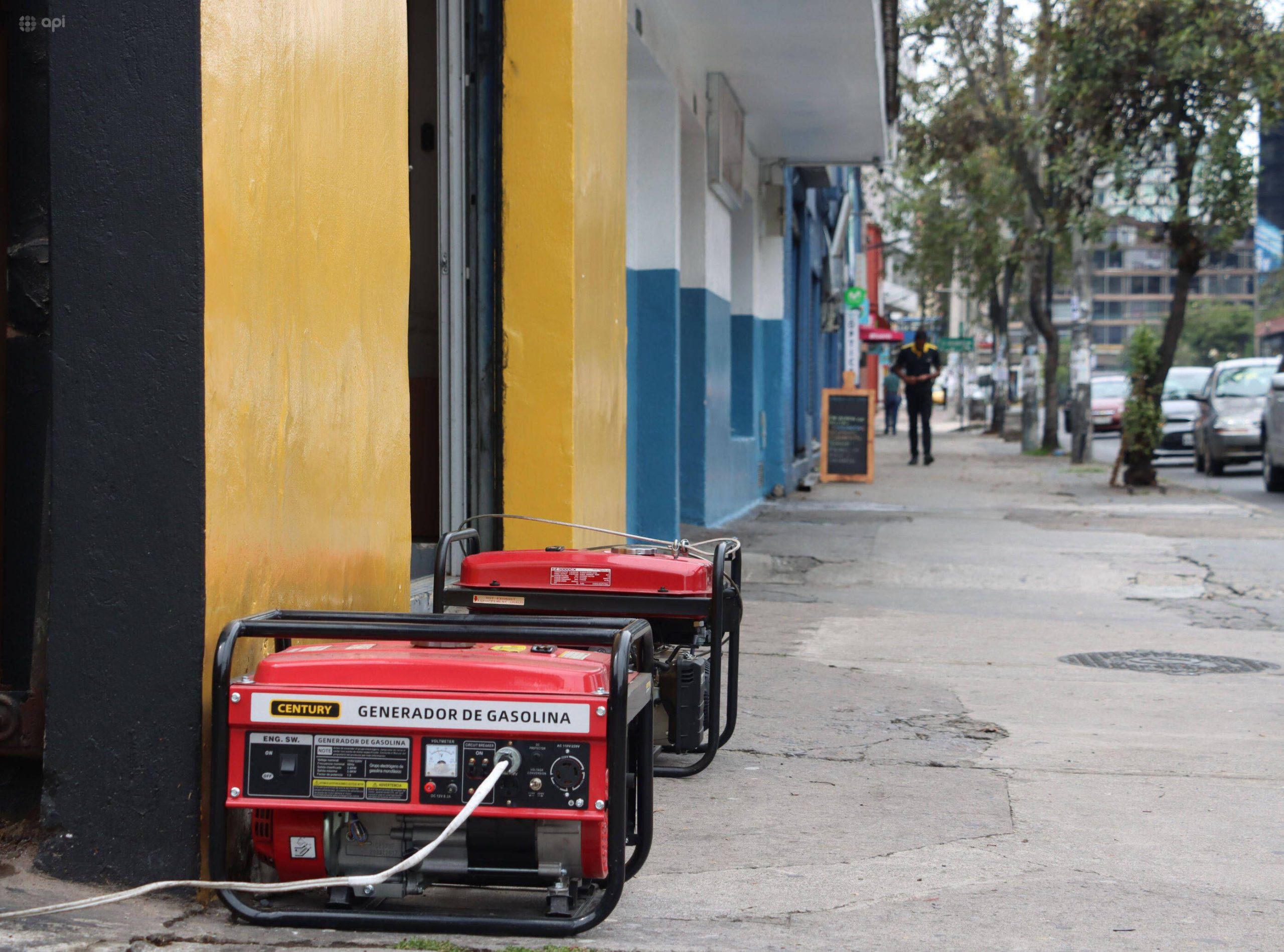 petrol generators on sidewalks 