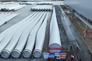 wind turbine blades on ground