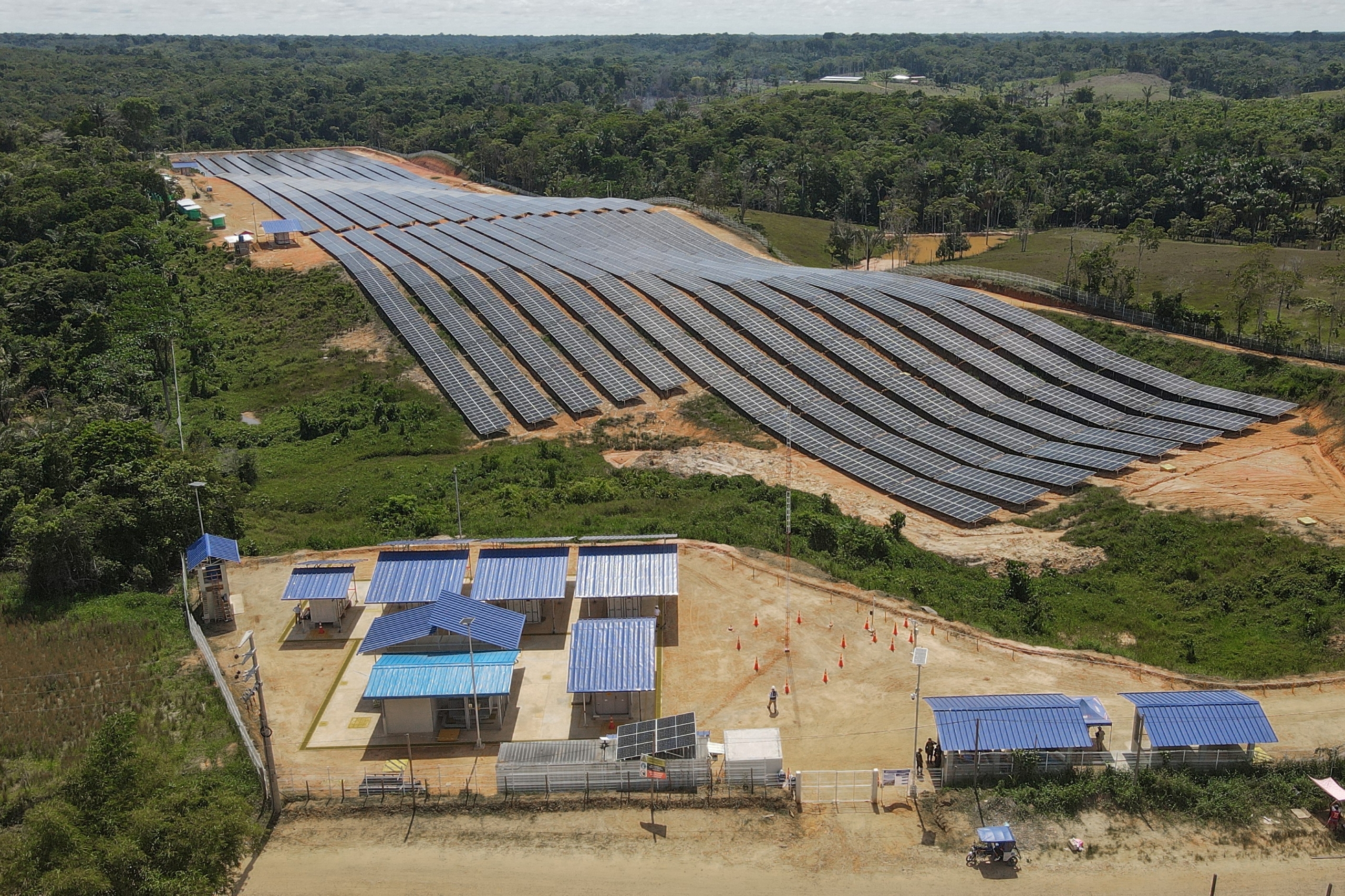 rows of ground mounted solar panels