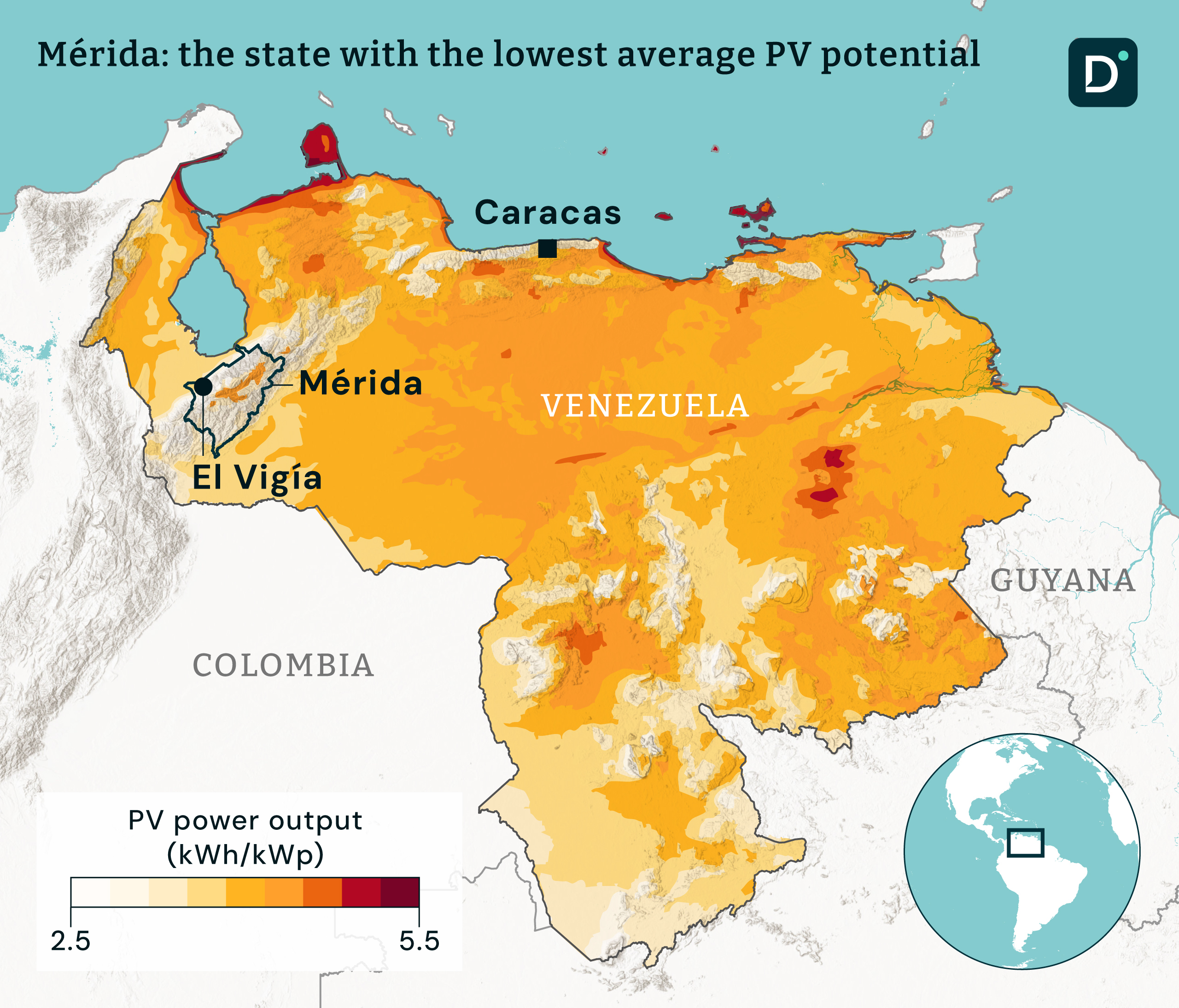 A graphic illustrating Venezuela's solar power output