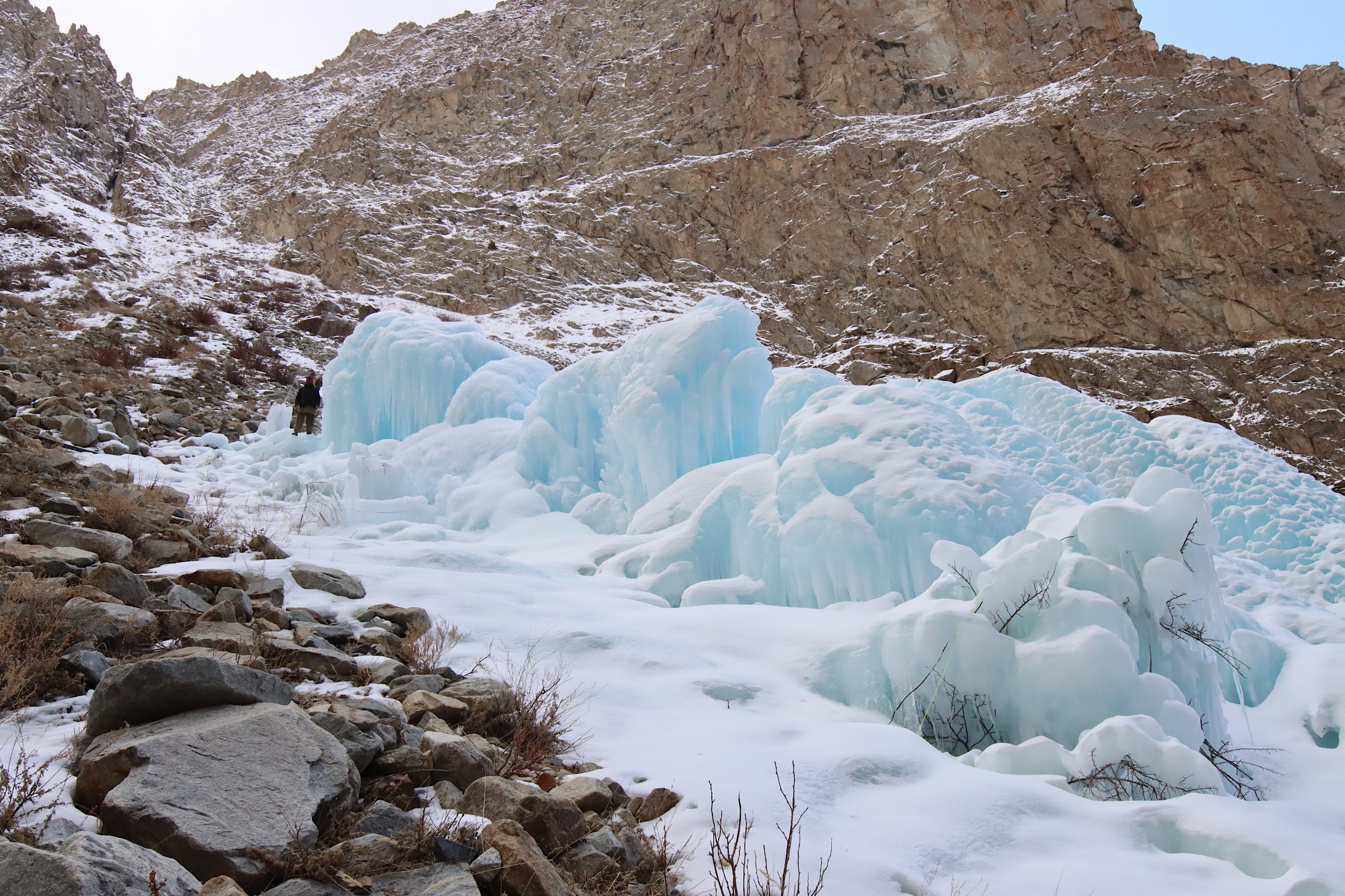 <p>Ice stupas, or artificial glaciers, are increasingly being used by communities in Gilgit-Baltistan to tackle strains on its water supply. But experts say that, while a smart seasonal solution for water scarcity, they are not a substitute for long-term water management strategies (Image: UNDP)</p>