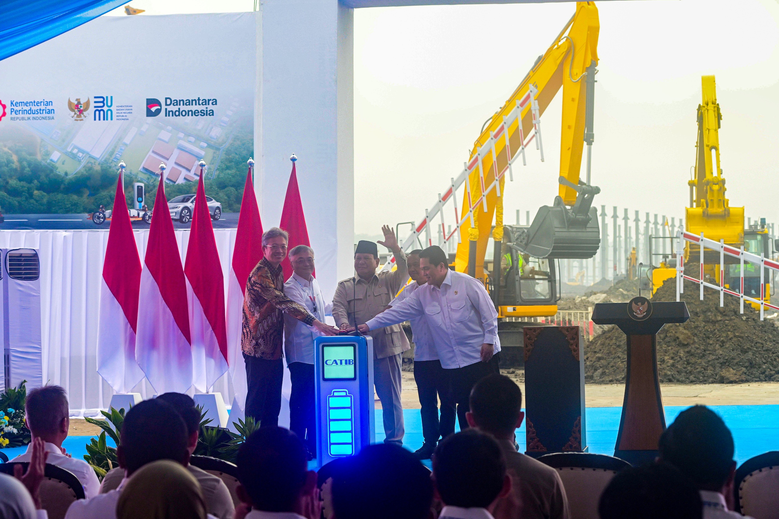 Indonesian President Prabowo Subianto attends a groundbreaking ceremony 