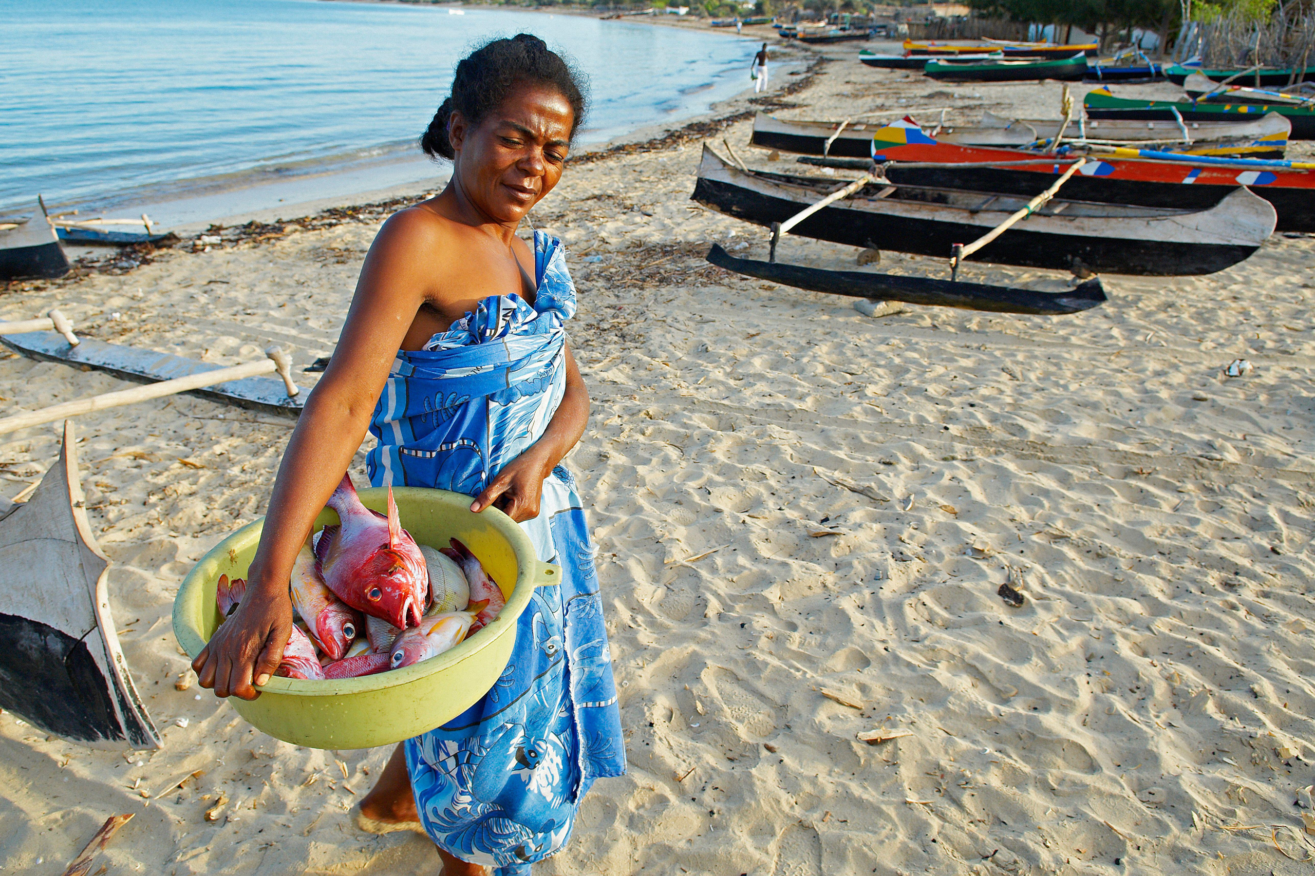 <p>A Vezo woman with catch in southern Madagascar (Image: Tuul and Bruno Morandi / Alamy)</p>