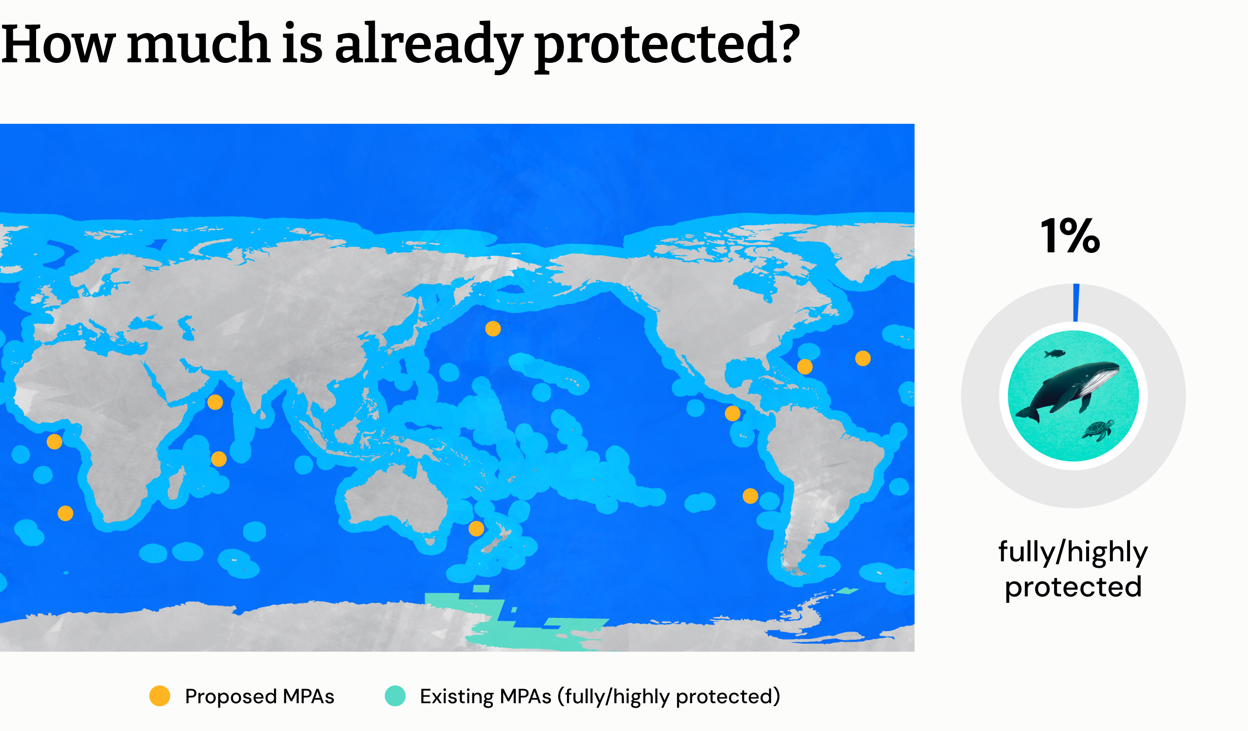 A world map showing marine protected areas
