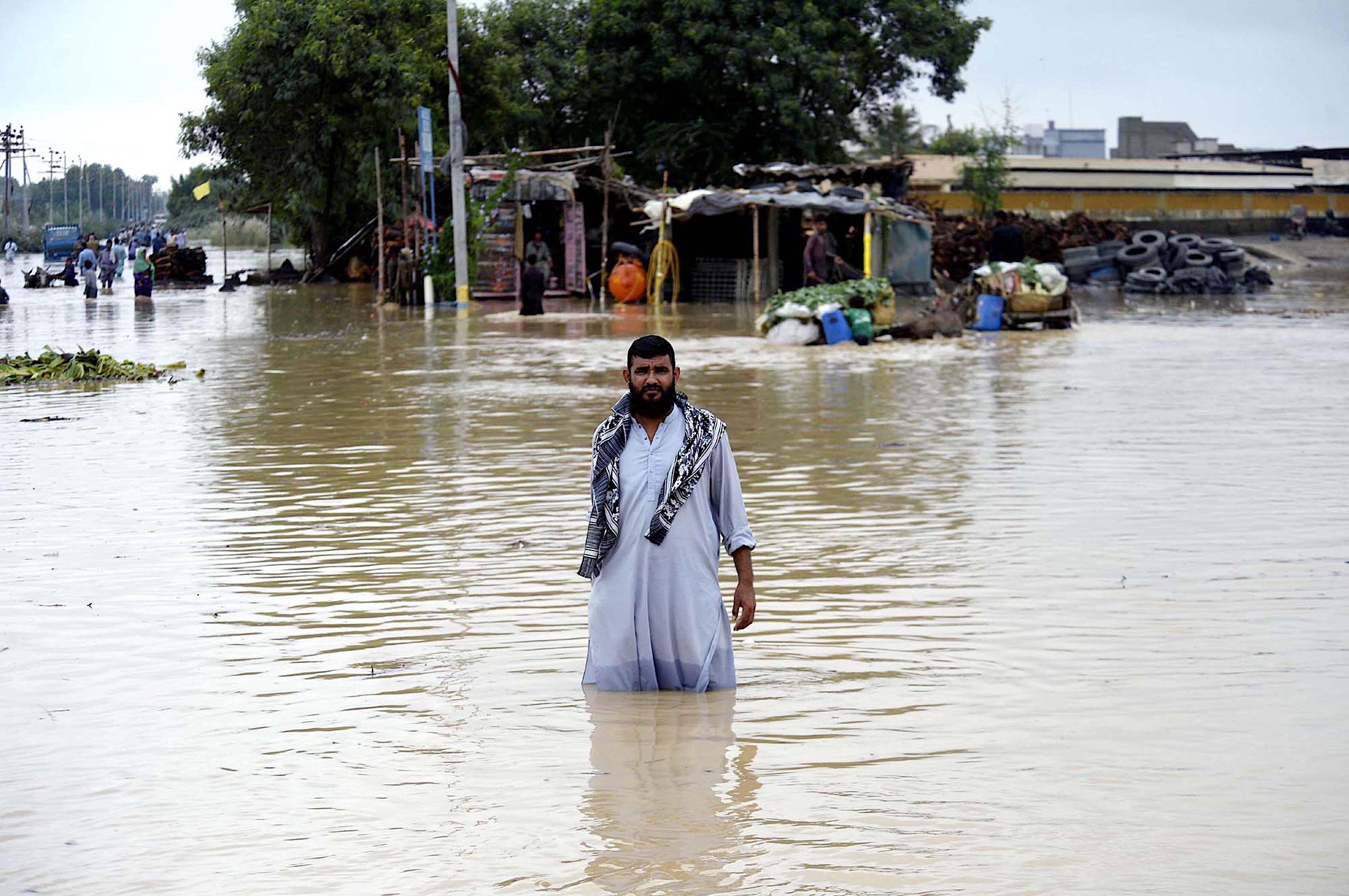 <p>Flooding in the Lasi Goth area of Karachi, Sindh province, in September 2025 (Image: Pakistan Press International / Alamy)</p>