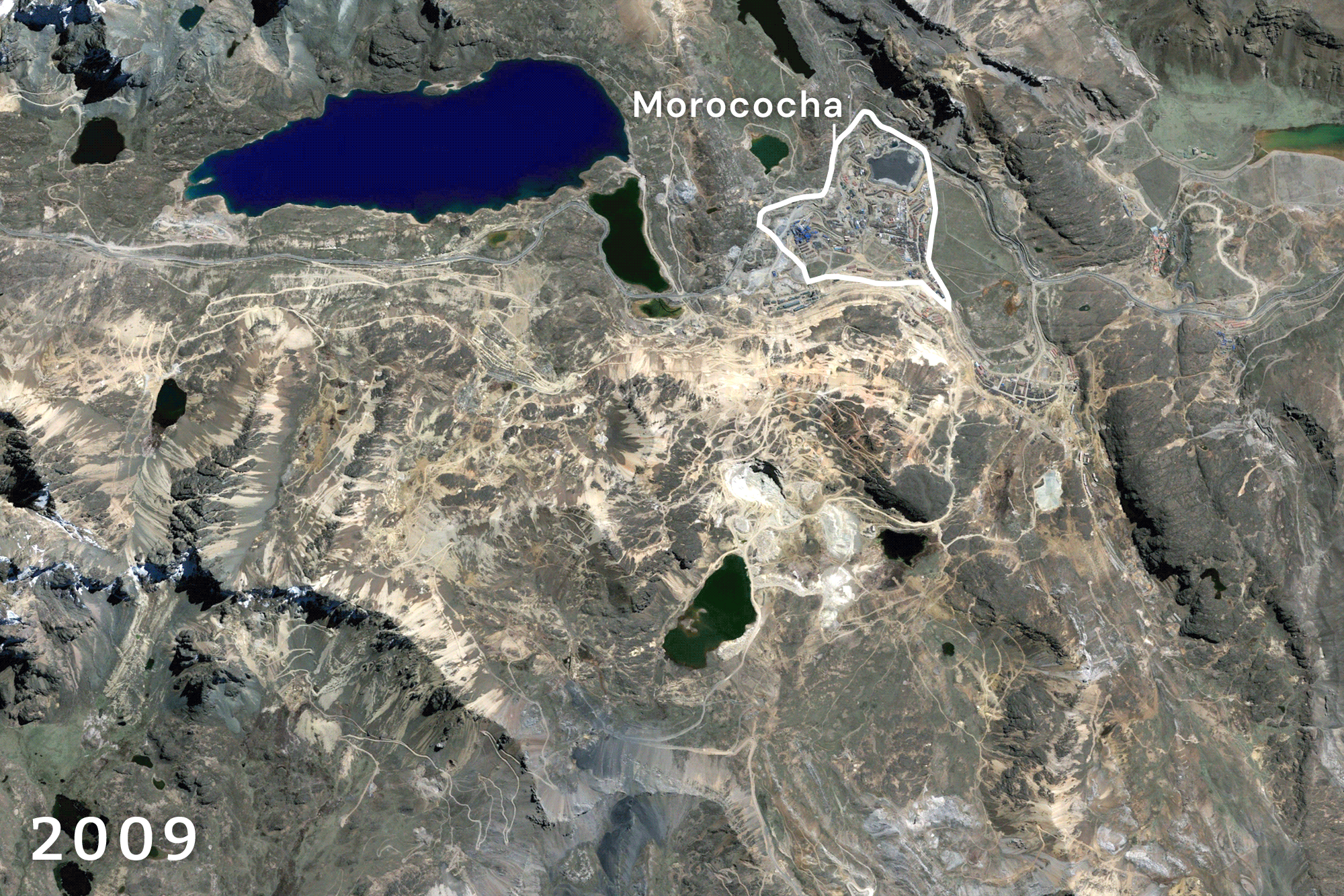 Imagens de satélite de Morococha e da mina Toromocho