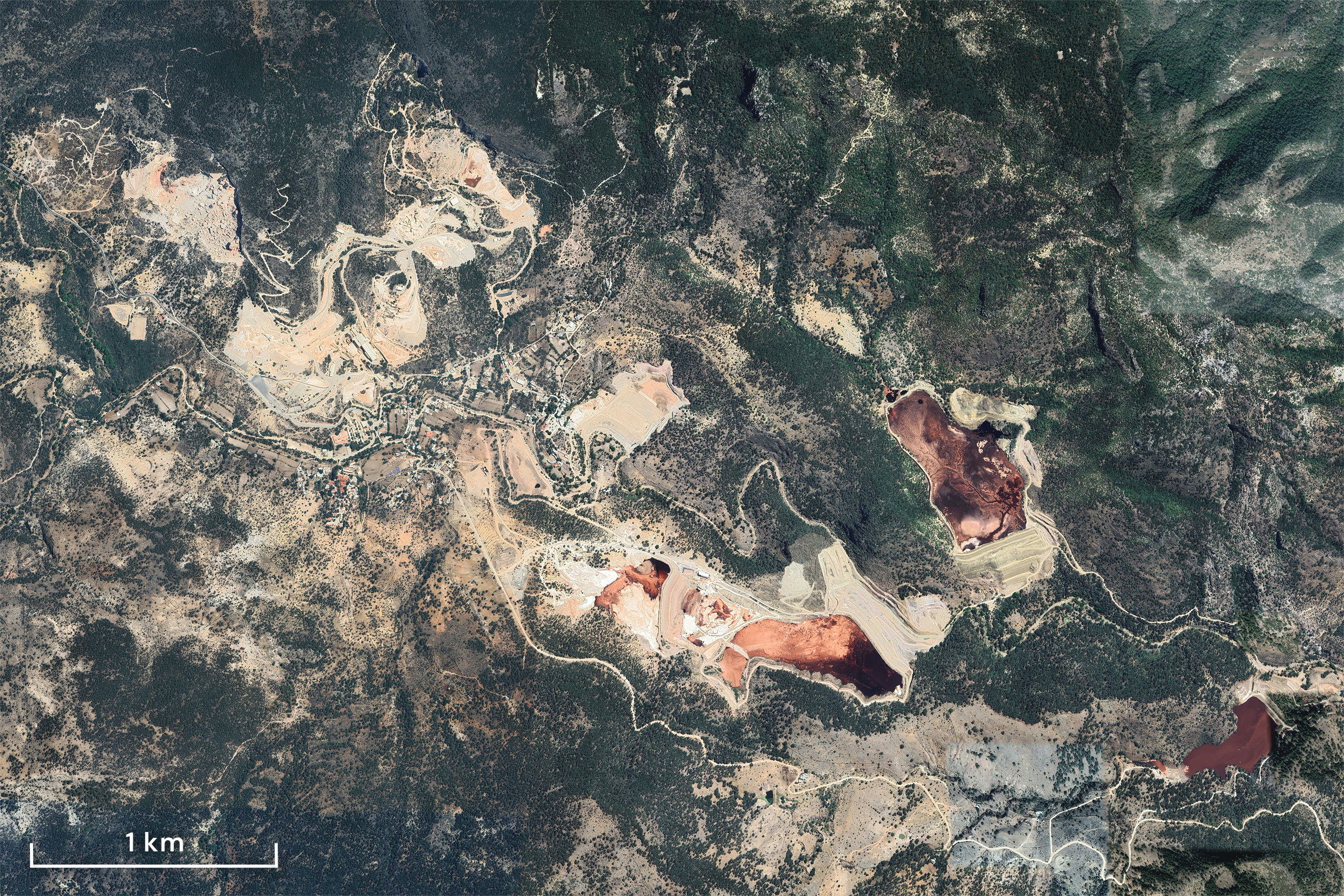 Satellite image of a mining complex
