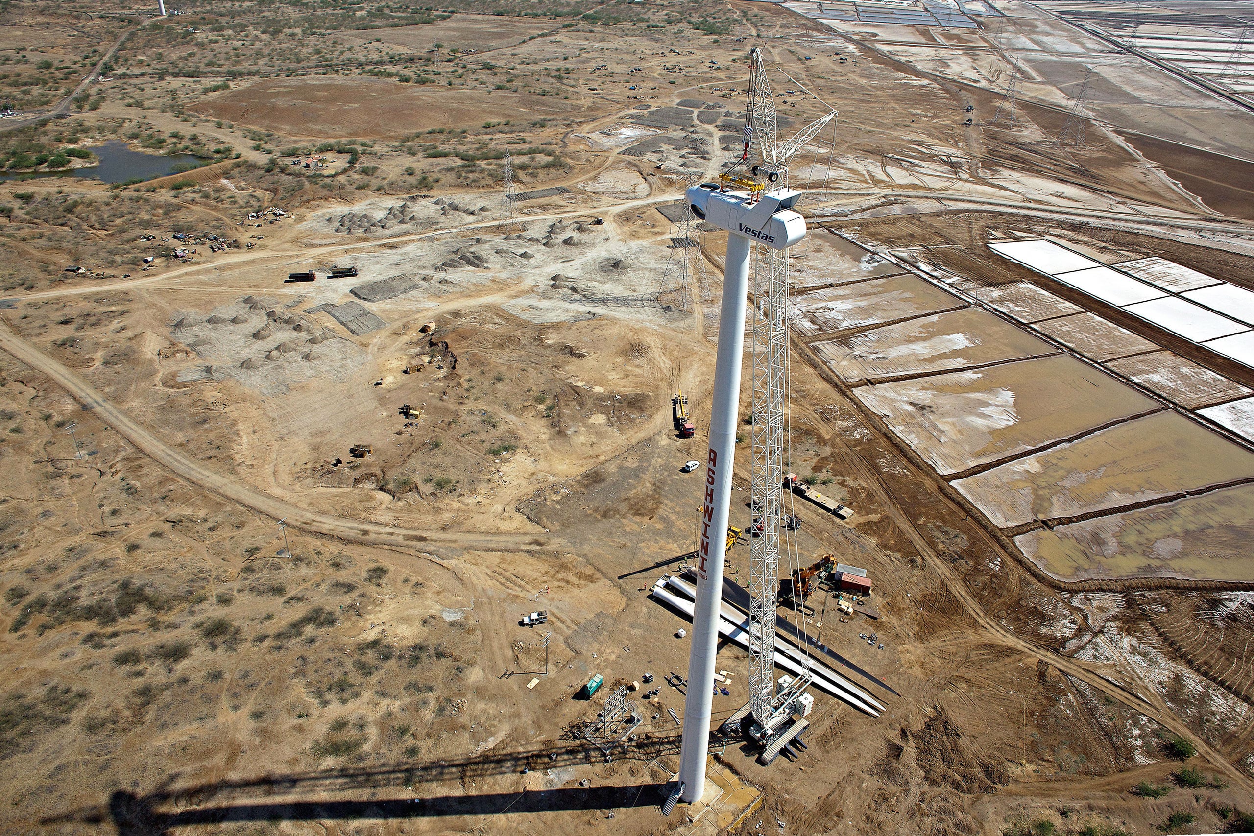 wind turbine being installed