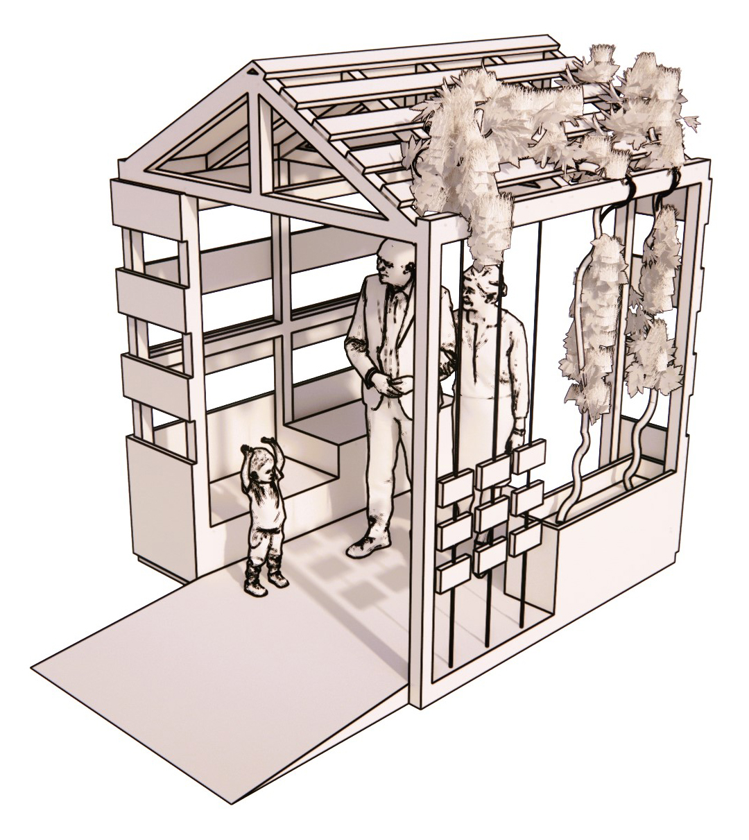 Esquema en 3D del prototipo de un refugio