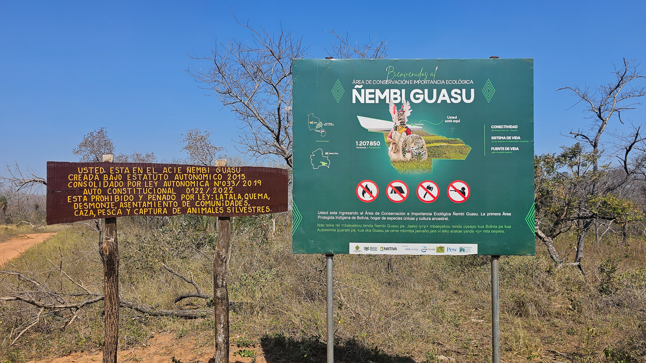 placa de entrada na reserva Ñembi Guasu