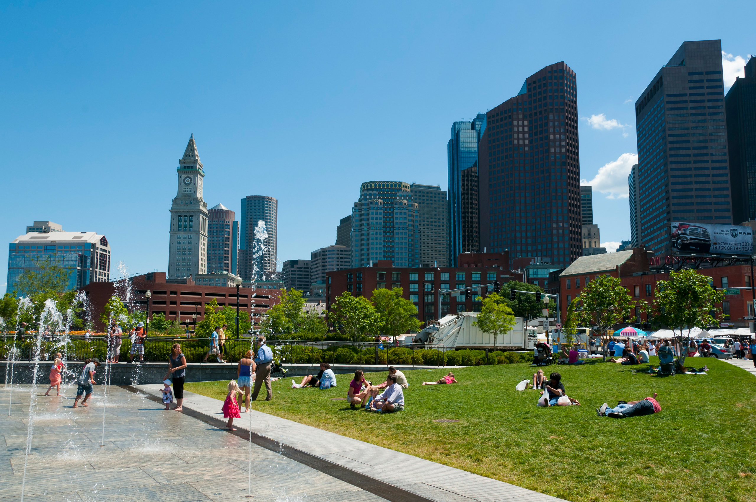 people seated on sunny lawn
