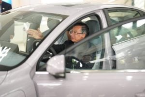 Colombian President Gustavo Petro in car