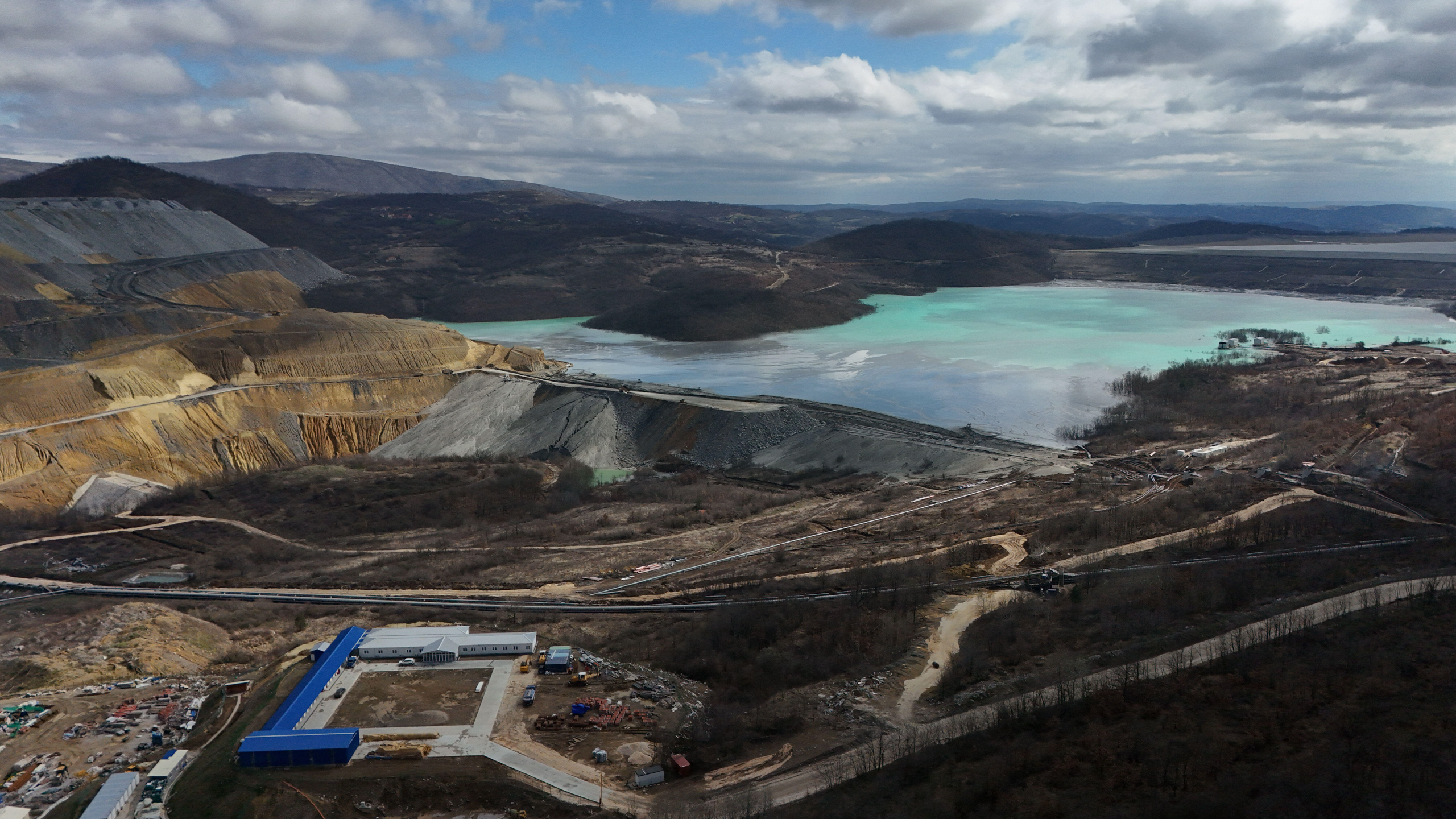 aerial view of large open mine