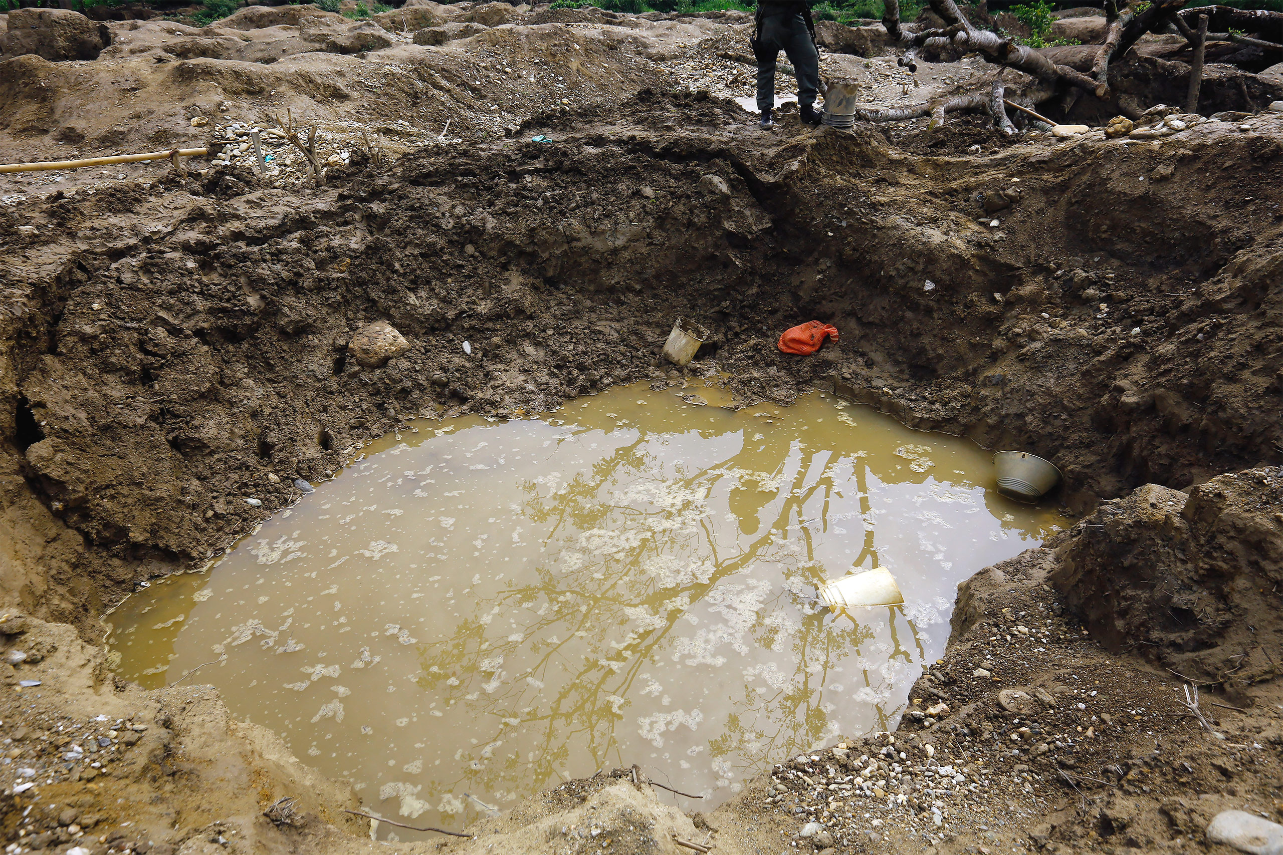 water filled open pit