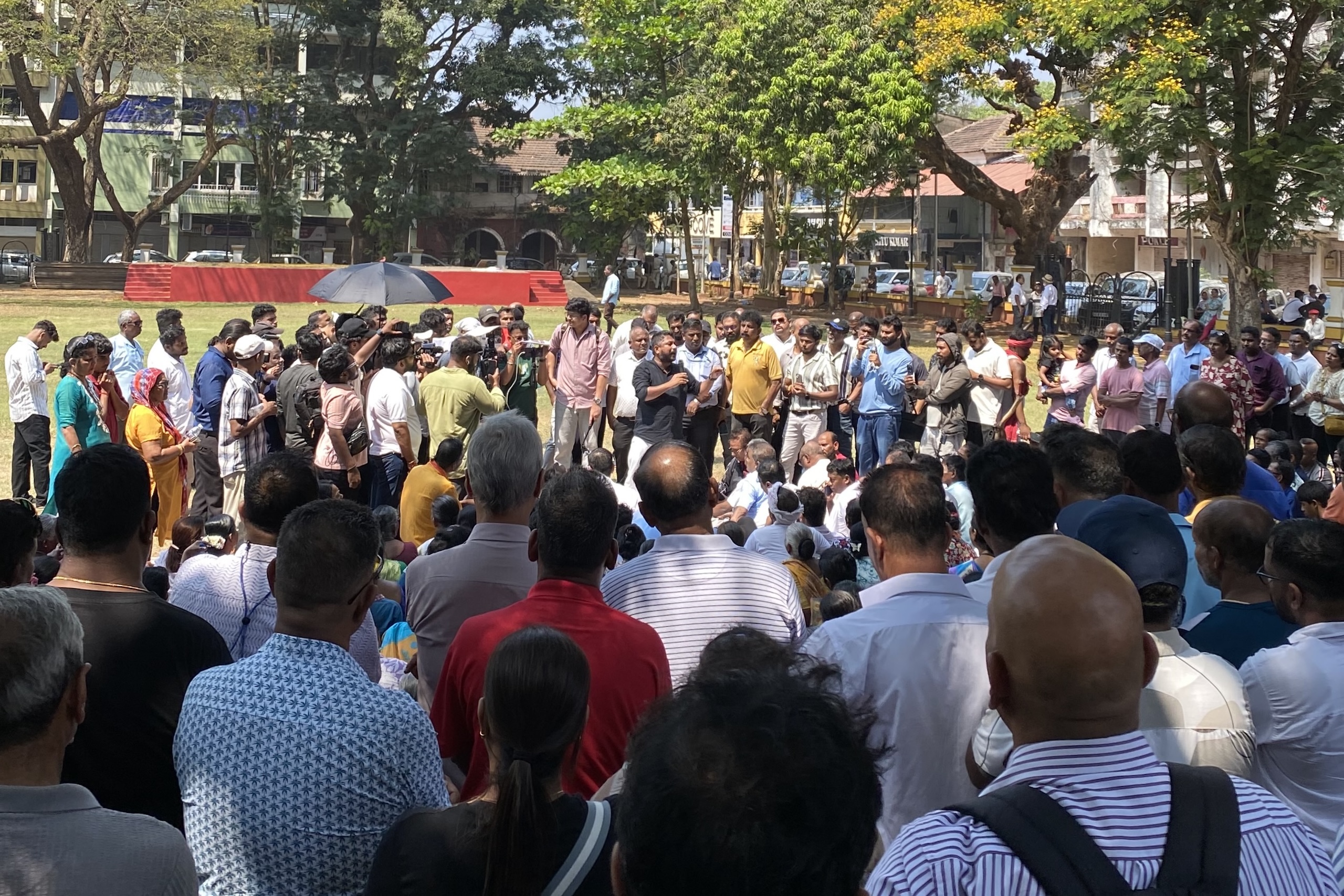 <p>Protestors gather in Panaji, Goa’s capital, to rally against a 2024 amendment to Goa’s Town and Country Planning Act they say could enable the development of swathes of land without robust community consultation (Image: Arnav Poulekar)</p>