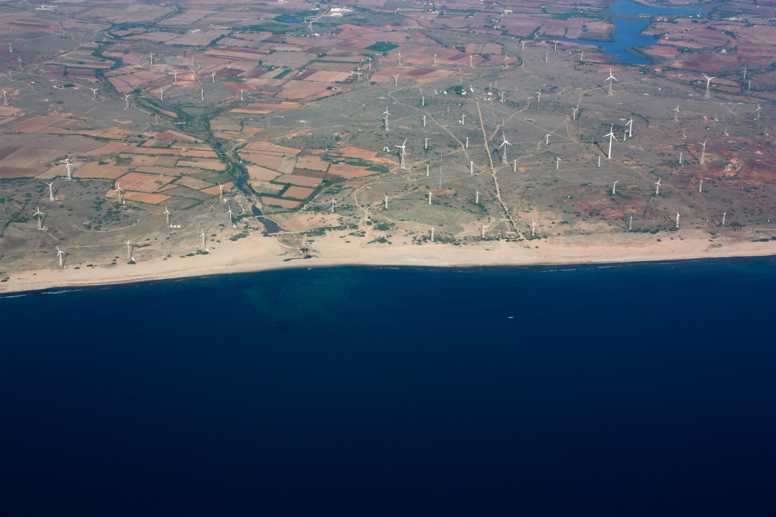 Windmills installed along coast line 