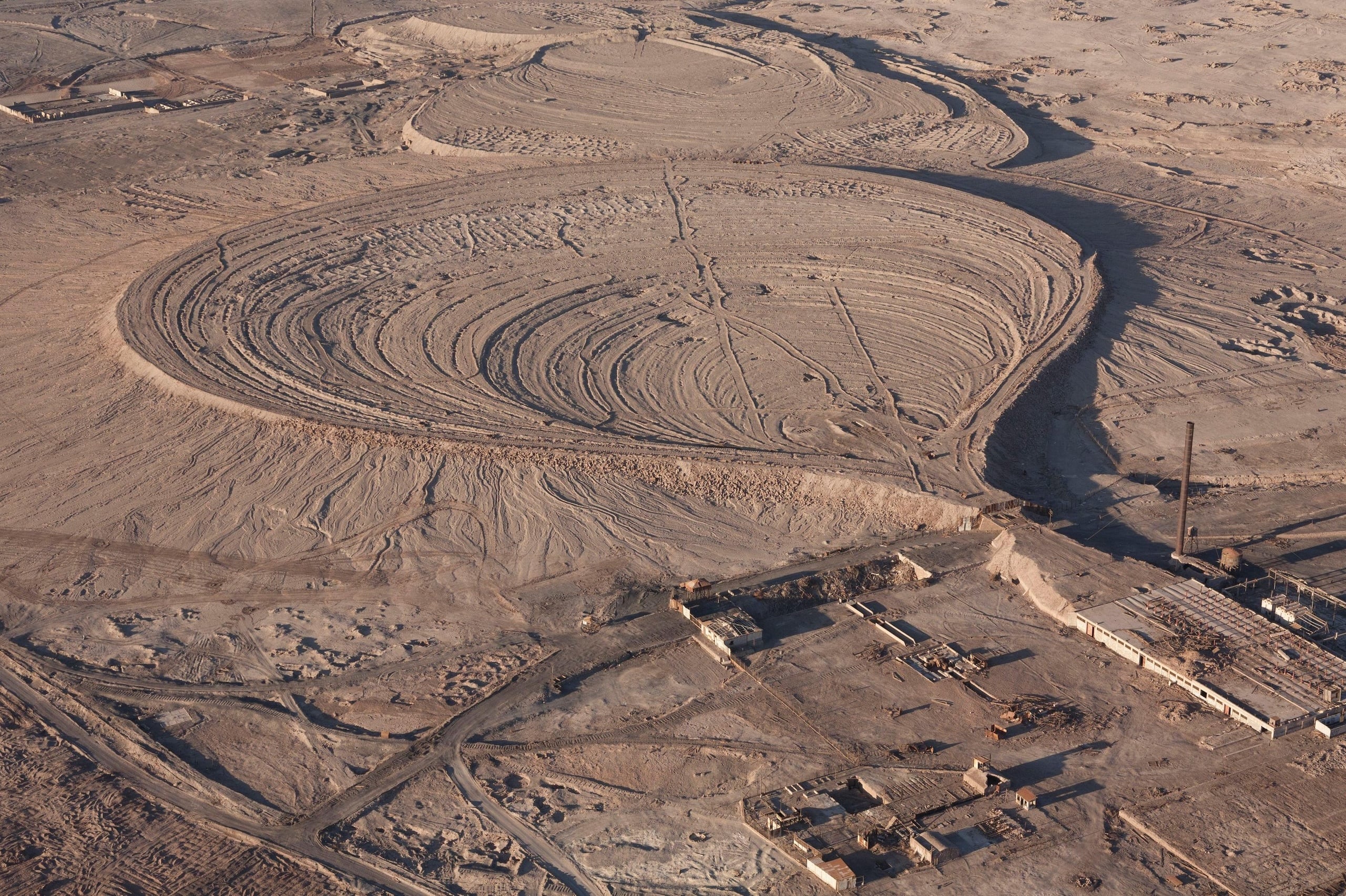 Vista aérea de un vertedero de residuos mineros