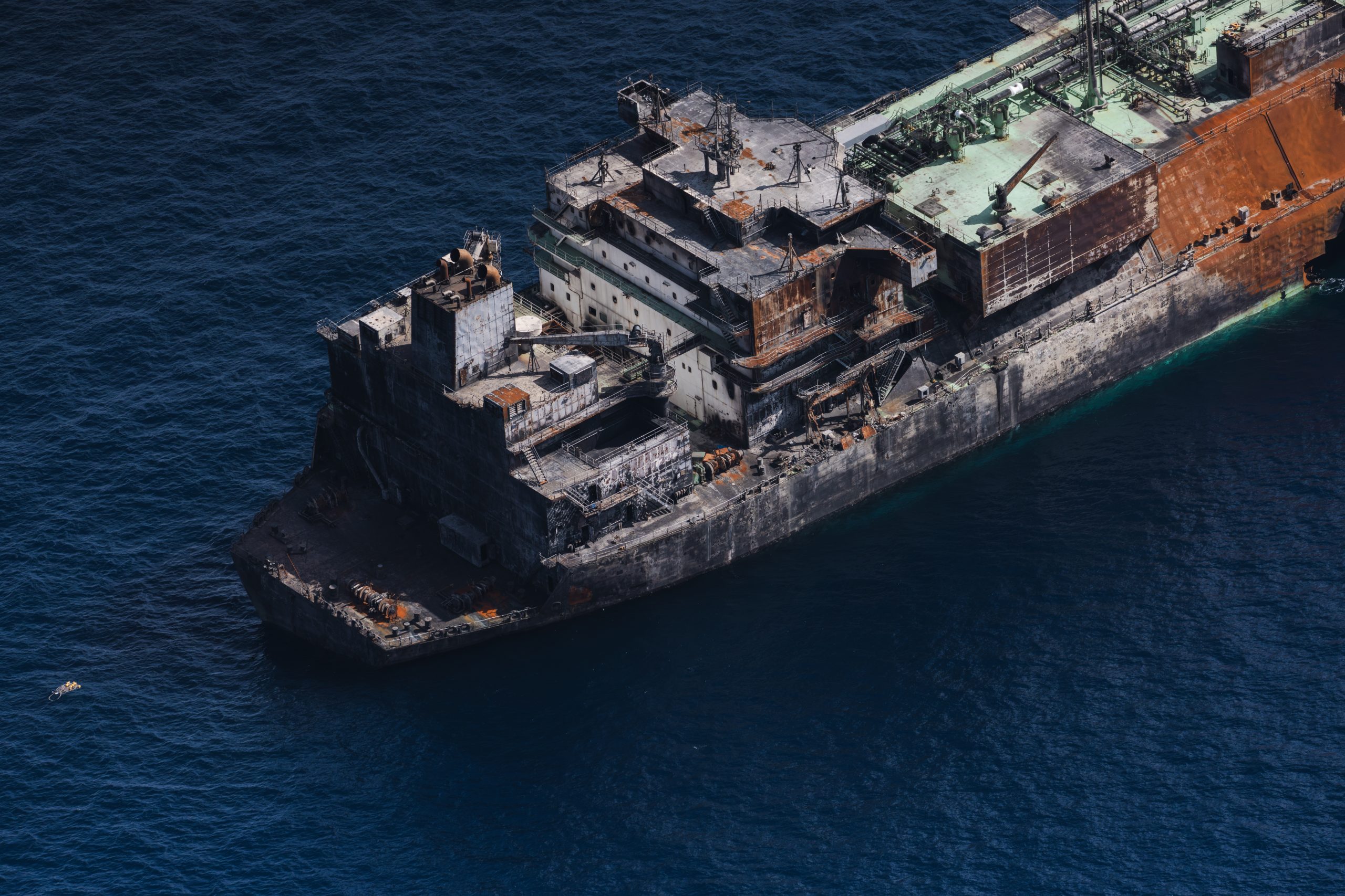 <p>The abandoned Arctic Metagaz drifting after sustaining damage in a suspected Ukrainian drone attack near Malta in March. The vessel is now reportedly anchored near the coast of Libya with tanks of liquid natural gas still onboard, posing an environmental risk (Image: Clara Marnette / Sea-Watch)</p>