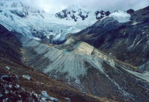 Glacial sediments surround Lake Palcacocha
