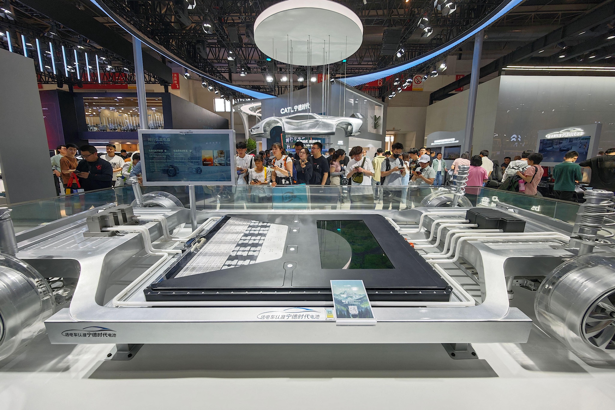 A lithium iron phosphate battery displayed on a car show